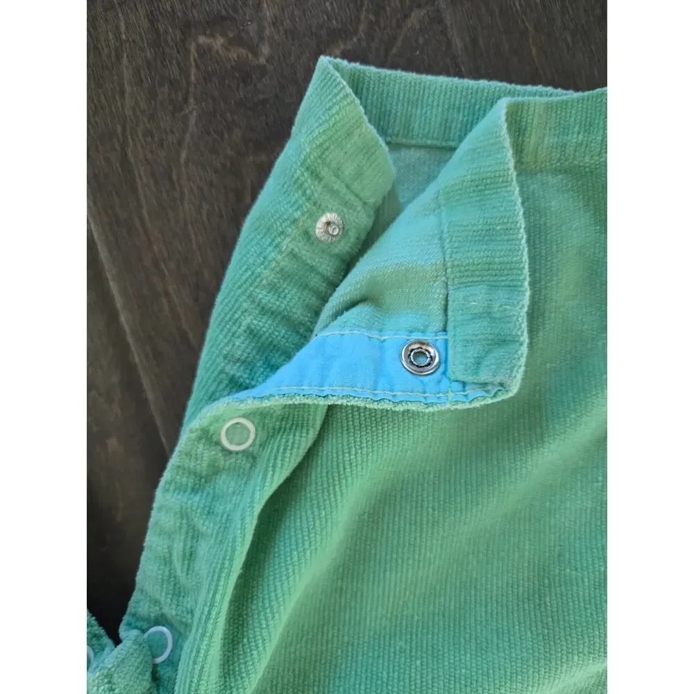 Vintage Baby Corduroy Overalls Mint Green Owl Applique Size 18 Months